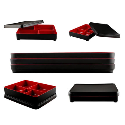 Hộp Cơm Bento Elite Global Solutions JW11852T-BR Karma 27.3 x 21.3 cm - Melamine, Đen/Đỏ