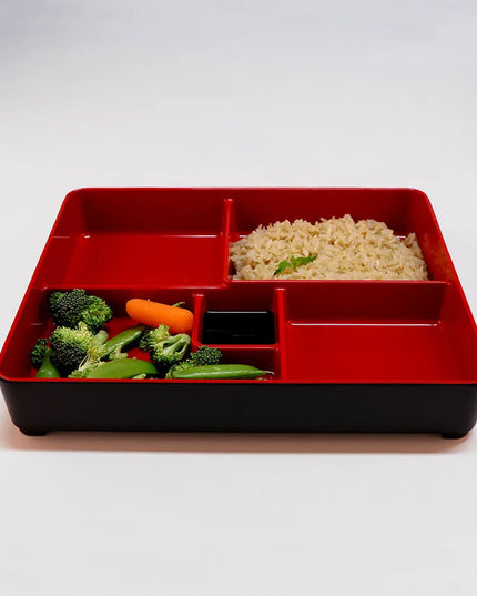 Hộp Cơm Bento Elite Global Solutions JW11852T-BR Karma 27.3 x 21.3 cm - Melamine, Đen/Đỏ