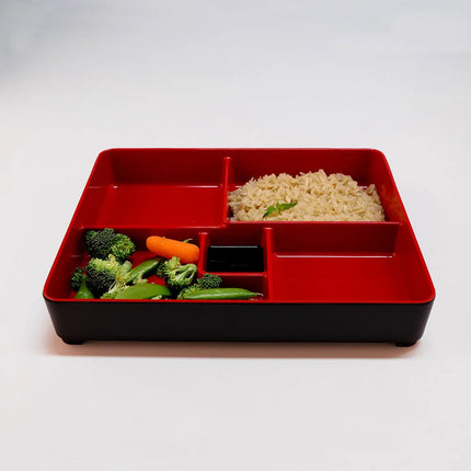 Hộp Cơm Bento Elite Global Solutions JW11852T-BR Karma 27.3 x 21.3 cm - Melamine, Đen/Đỏ