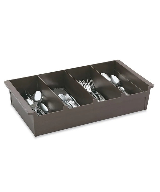 Hộp Đựng Dao Muỗng Nĩa 4 Ngăn Vollrath 52652 Nhựa Màu Nâu Đậm