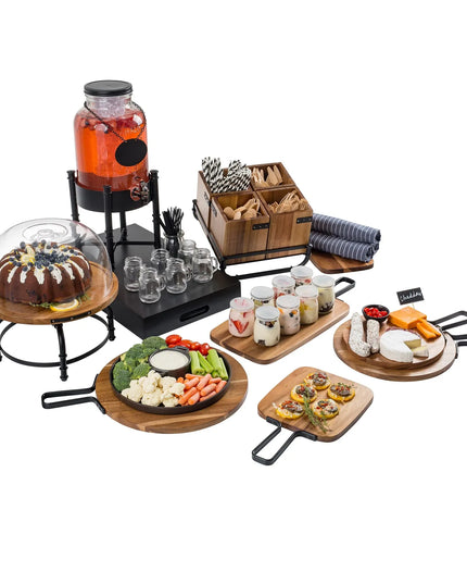 Hộp Đựng Dao Muỗng Nĩa Tablecraft 10074 13.3 cm x 13.3 cm x 15.2 cm, Gỗ Keo/Kim Loại