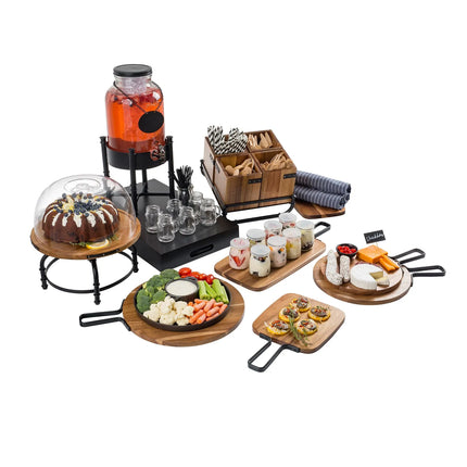 Hộp Đựng Dao Muỗng Nĩa Tablecraft 10074 13.3 cm x 13.3 cm x 15.2 cm, Gỗ Keo/Kim Loại