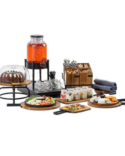 Hộp Đựng Dao Muỗng Nĩa Tablecraft 10074 13.3 cm x 13.3 cm x 15.2 cm, Gỗ Keo/Kim Loại