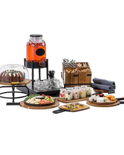 Hộp Đựng Dao Muỗng Nĩa Tablecraft 10074 13.3 cm x 13.3 cm x 15.2 cm, Gỗ Keo/Kim Loại