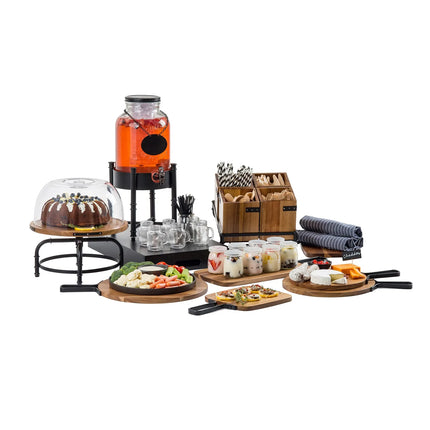 Hộp Đựng Dao Muỗng Nĩa Tablecraft 10074 13.3 cm x 13.3 cm x 15.2 cm, Gỗ Keo/Kim Loại