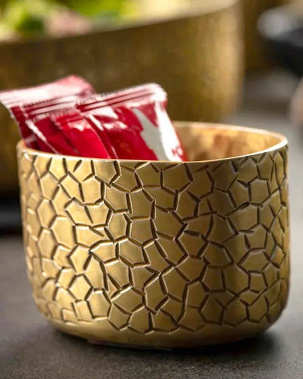 Hộp Đựng Đường Hình Bầu Dục Tablecraft 10742 Nhôm Màu Vàng