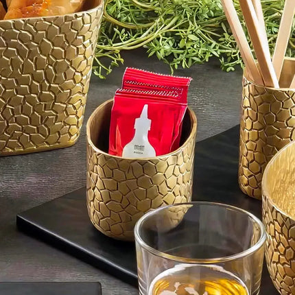 Hộp Đựng Đường Hình Bầu Dục Tablecraft 10742 Nhôm Màu Vàng
