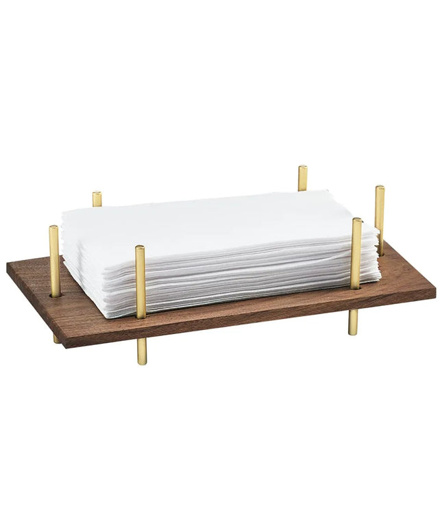 Hộp Đựng Khăn Ăn Cal-Mil 3718-46 Mid-Century Cho Khăn 10 x 20 cm, Đế Gỗ Khung Đồng