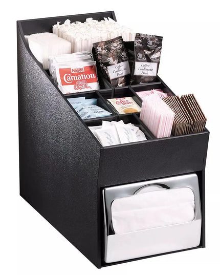 Hộp Đựng Khăn Ăn, Gia Vị & Ống Hút Dispense-Rite NLO-ADNH, Khăn Gấp Đầy, Đen