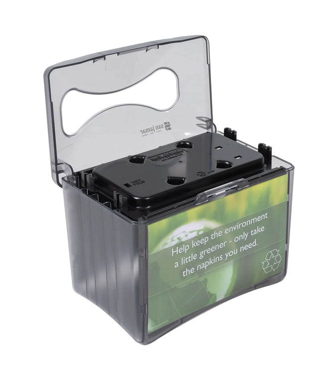 Hộp Đựng Khăn Ăn Mini/Gấp Đôi San Jamar H4004TBK 250 Tờ, Để Bàn, Có Khe Quảng Cáo, Black Pearl