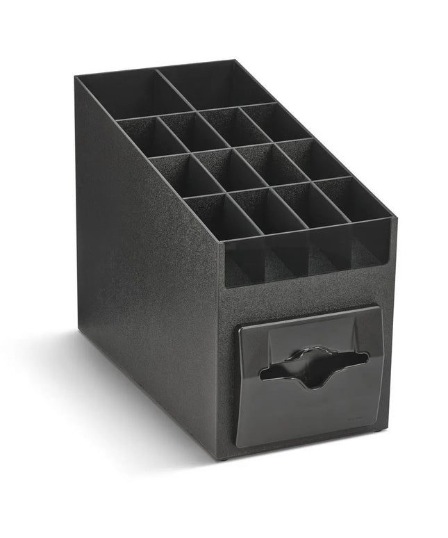 Hộp Đựng Khăn Giấy Vollrath CTNO-06 100 Tờ Có Ngăn Đựng Gia Vị - 22.9 x 38.6 cm, Nhựa, Đen