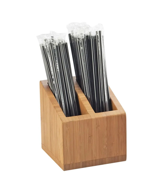 Hộp Đựng Ống Hút 2 Ngăn Cal-Mil 3308-60 12.7 x 12.7 x 14 cm, Tre