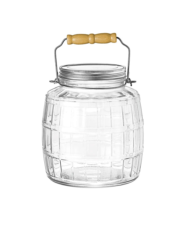 Hũ Thủy Tinh Anchor Hocking 85728AHG17 Square Barrel 3.8 lít Có Tay Cầm Nắp Nhôm Mờ