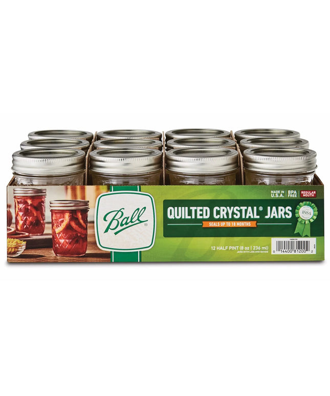 Hũ Thủy Tinh Đựng Mứt Ball 1440081200 240 ml Họa Tiết Quilted Nắp Vặn - Miệng Thường