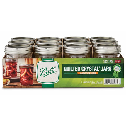 Hũ Thủy Tinh Đựng Mứt Ball 1440081200 240 ml Họa Tiết Quilted Nắp Vặn - Miệng Thường