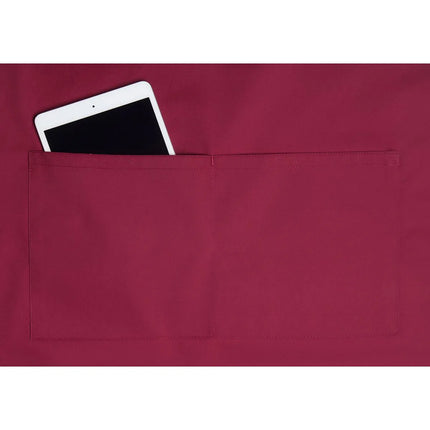 KARLOWSKY | Basic Chef Bib Apron with 2-Section Pocket – Burgundy - 75×90 cm - Poly-Cotton 65/35
