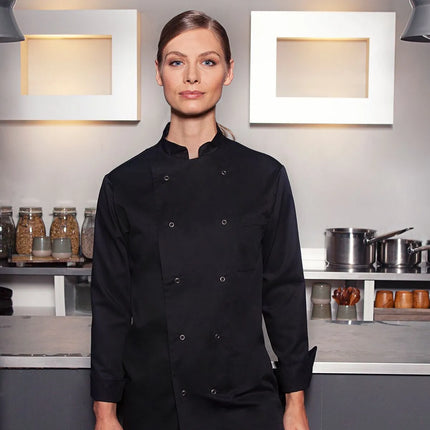 KARLOWSKY | Basic Double-Breasted Chef Jacket with Press Studs – Black - Size L