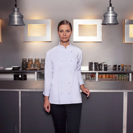 KARLOWSKY | Basic Double-Breasted Chef Jacket with Press Studs – White - Size 4XL