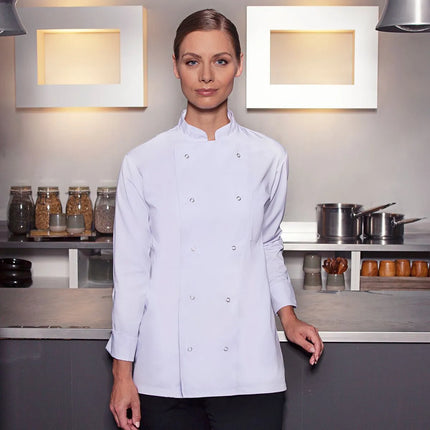 KARLOWSKY | Basic Double-Breasted Chef Jacket with Press Studs – White - Size S