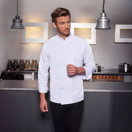 KARLOWSKY | Basic Double-Breasted Chef Jacket with Stud Buttons – White - Size 5XL - 100% Cotton
