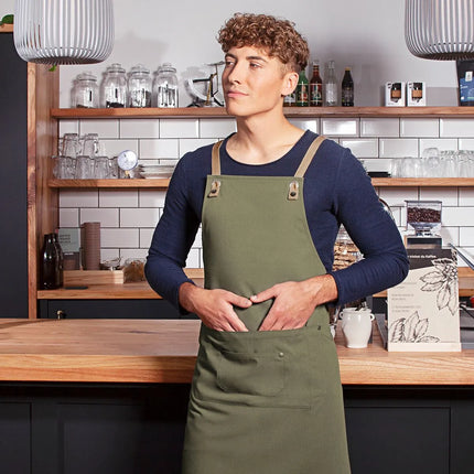 KARLOWSKY | Chef & Barista Bib Apron Urban Nature – Moss Green - 700x850 mm - Cross-back straps