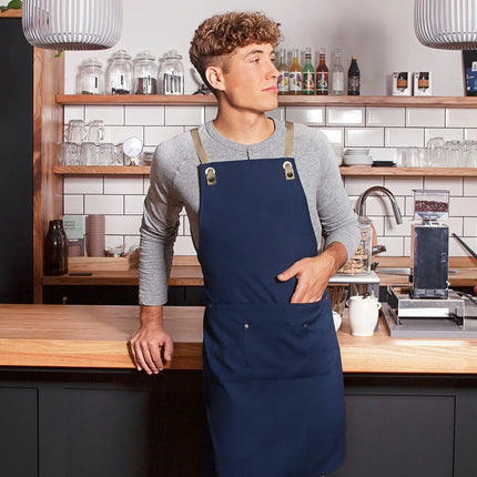 KARLOWSKY | Chef & Barista Bib Apron Urban Nature – Steel Blue - 700x850 mm - Cross-back straps