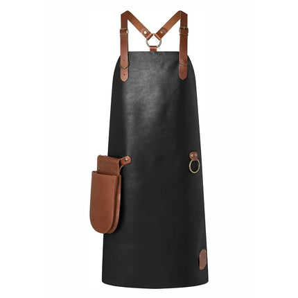 KARLOWSKY | Cowhide Leather Bib Apron X-Back – Black - 60×82 cm