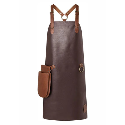 KARLOWSKY | Cowhide Leather Bib Apron X-Back – Mocha - 60×82 cm