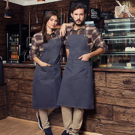 KARLOWSKY | Cross-Back Denim-Style Bib Apron – Vintage Black - 71x95 cm