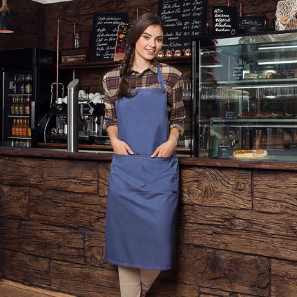 KARLOWSKY | Cross-Back Denim-Style Bib Apron – Vintage Blue - 71x95 cm