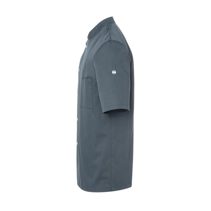 KARLOWSKY | Gustav Men's Chef Jacket – Short Sleeve - Anthracite - Size 66 - Press-Stud Closure