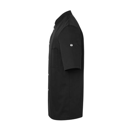 KARLOWSKY | Gustav Men's Chef Jacket – Short Sleeve - Black - Size 66 - Press-Stud Closure