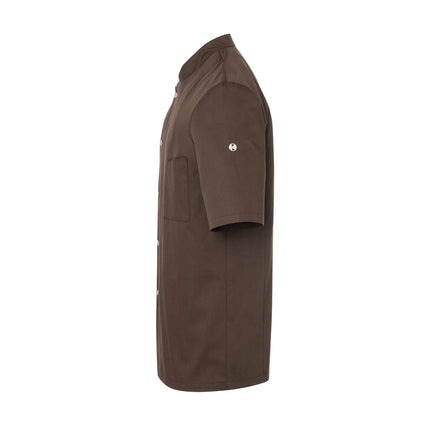 KARLOWSKY | Gustav Men's Chef Jacket – Short Sleeve - Light Brown - Size 62 - Press-Stud Closure
