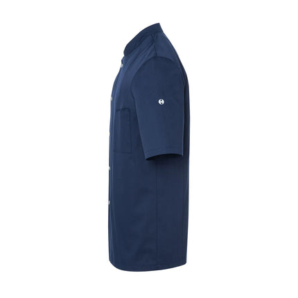 KARLOWSKY | Gustav Men's Chef Jacket – Short Sleeve - Marine Blue - Size 46 - Press-Stud Closure