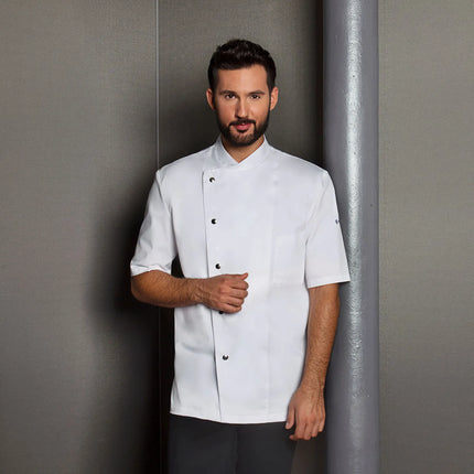KARLOWSKY | Gustav Men's Chef Jacket – Short Sleeve - White - Size 62 - Press-Stud Closure