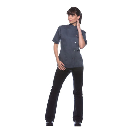 KARLOWSKY | Ladies Chef Jacket Greta – Anthracite - Size 38 - Short Sleeve - Press-Stud Fastening