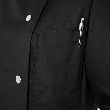 KARLOWSKY | Ladies Chef Jacket Greta – Black - Size 36 - Short Sleeve - Press-Stud Fastening