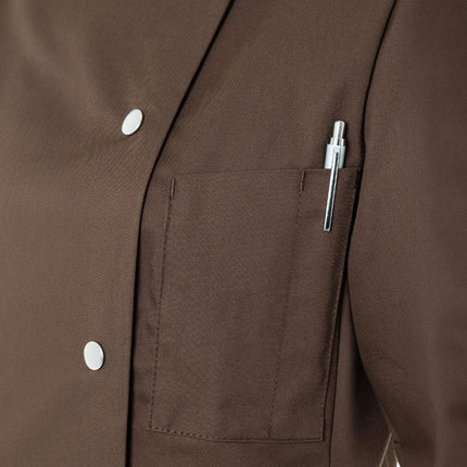 KARLOWSKY | Ladies Chef Jacket Greta – Light Brown - Size 36 - Short Sleeve - Press-Stud Fastening