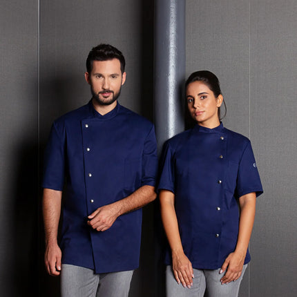 KARLOWSKY | Ladies Chef Jacket Greta – Navy - Size 40 - Short Sleeve - Press-Stud Fastening