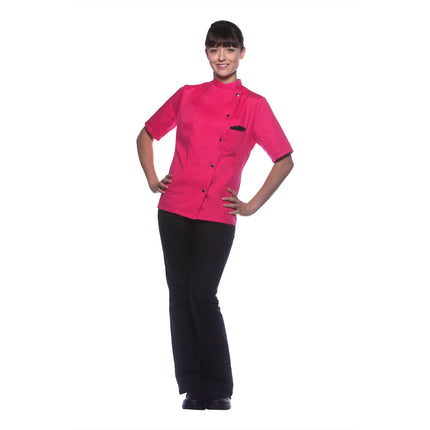 KARLOWSKY | Ladies Chef Jacket Greta – Pink - Size 46 - Short Sleeve - Press-Stud Fastening