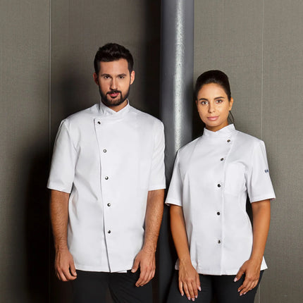 KARLOWSKY | Ladies Chef Jacket Greta – White - Size 44 - Short Sleeve - Press-Stud Fastening