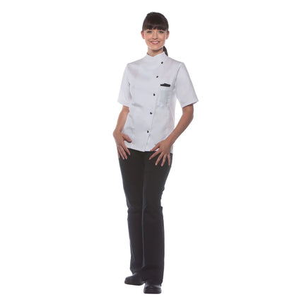 KARLOWSKY | Ladies Chef Jacket Greta – White - Size 46 - Short Sleeve - Press-Stud Fastening