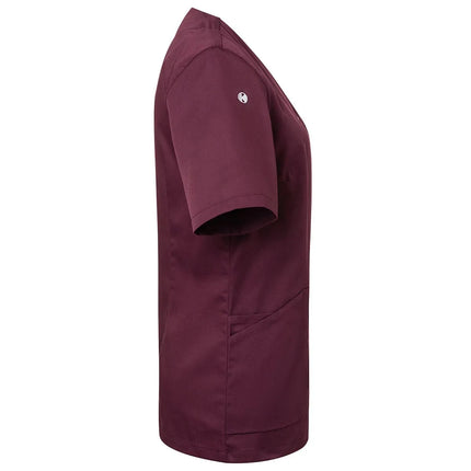 KARLOWSKY | Ladies' Tunic Essential – Aubergine - Size 56 - Short-Sleeve - V-Neck - 95°C Washable
