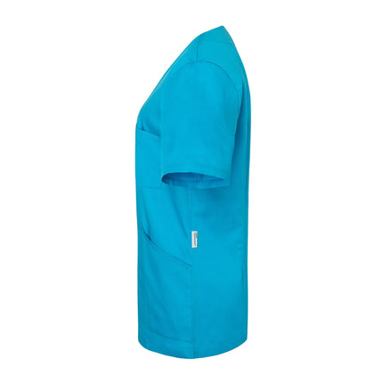 KARLOWSKY | Ladies' Tunic Essential – Pacific Blue - Size 46 - Short Sleeve - V-Neck - 95°C Washable