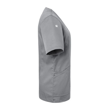 KARLOWSKY | Ladies' Tunic Essential – Platinum Grey - Size 34 - Short Sleeve - V-Neck - 95°C Washable