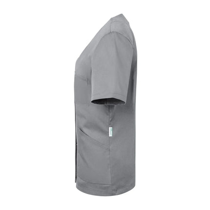 KARLOWSKY | Ladies' Tunic Essential – Platinum Grey - Size 36 - Short Sleeve - V-Neck - 95°C Washable