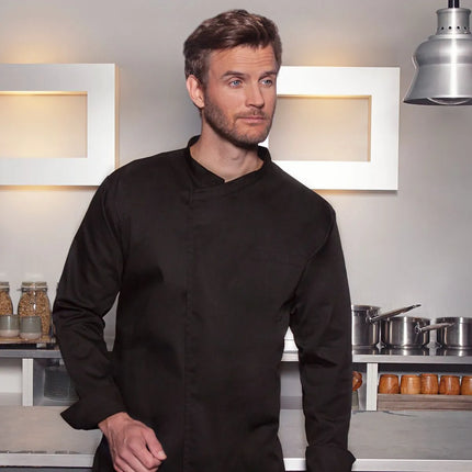 KARLOWSKY | Long Sleeve Chef Jacket – Black - M - Breathable Mesh Back
