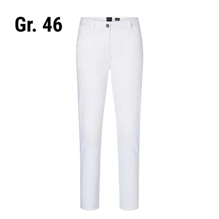 KARLOWSKY | Men’s 5‑Pocket Work Trousers Classic‑Stretch – White - Size 46 - Organic Cotton
