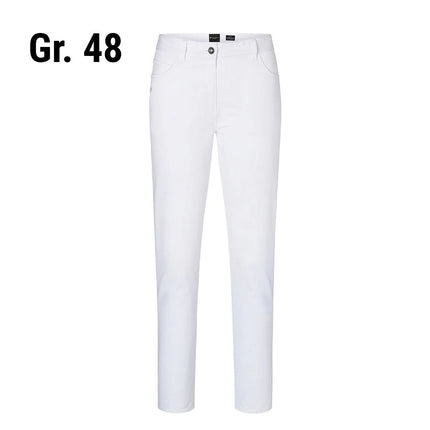 KARLOWSKY | Men’s 5‑Pocket Work Trousers Classic‑Stretch – White - Size 48 - 98% Cotton / 2% Polyester
