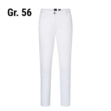 KARLOWSKY | Men’s 5‑Pocket Work Trousers Classic‑Stretch – White - Size 56 - Organic Cotton